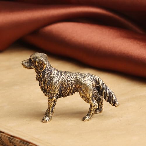 Figura de perro golden retriever mini en latón miniatura 1