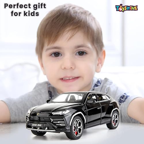 Image of Toyshine 1:24 Scale Die Cast Lambo Vehicle Toy Car with Music and Lights Along with Pull Back Function, Opening Doors and Back Feature for Kids Boy Girl 3+, Black