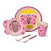 Produktbild BIOZOYG Kinder Geschirr Set aus Bambus 5 teilig I Kindergeschirr Set Schmetterling bpa frei I Tafelservice aus Kinderbesteck Müslischale Trinkbecher Kinderteller I Recycling Natur Material
