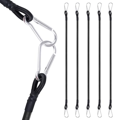 moinkerin Corde Elastiche con Moschettone,5 Pezzi 60CM Corda Elastica Resistente Gancio Elastico per il Fissaggio di Bagagli, Portabagagli, Campeggi, Motociclette e Teloni