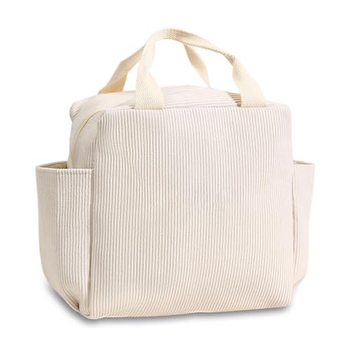 Lunchtasche Handtasche, Kühltaschen, Beige Thermotasche, Lunchbox Erwachsene, Lunch Tasche für Kinder, Isolierte Mittagstasche mit Wasserfestem Futter für Arbeit, Picknick, Schule, 26×18.5×25cm