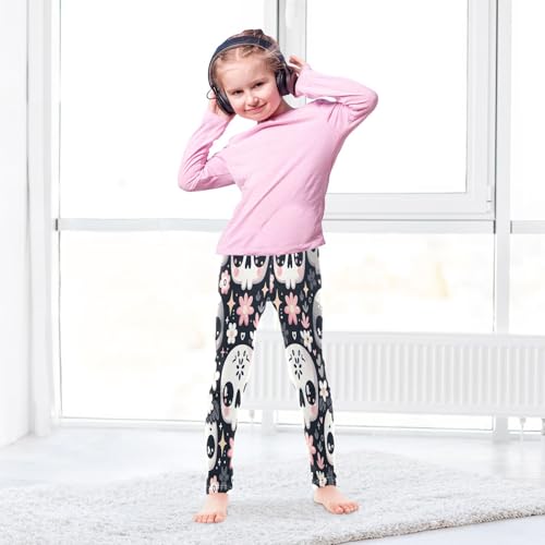 Bolaz Toddler Girls Leggings Printed Yoga Pants Leggings Grey White Skull for Kids4