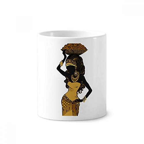 Cadeau mug africain céramique blanche et pot à crayons femme noire