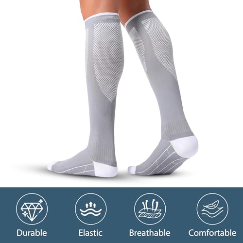 Hommova 3 Pairs Compression Socks For Women Men, 20-30Mmhg Ladies Knee High Flight Support Stockings - 4