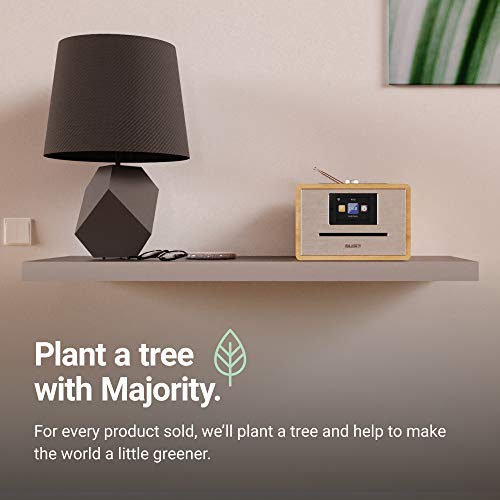 Majority Homerton Radio Internet Wi-FI - Lecteur CD, Télécommande, Dab/Dab+/FM numérique, Bluetooth, Double Alarme, Entrées AUX et USB, Contrôle des Applications (Chêne)