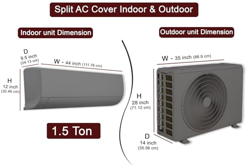 Image of The Furnishing Tree 1.5 Ton Split AC Cover for Indoor and Outdoor Units Checkered Pattern Grey