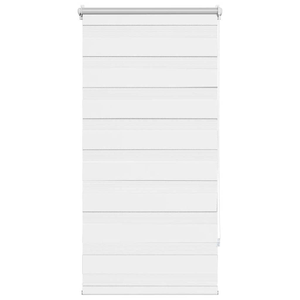 Store enrouleur double 80 x 150 cm blanc sans perçage support design zèbre tissu transparent et opaque filtre lumière moderne pour salon, chambre, bureau, cuisine