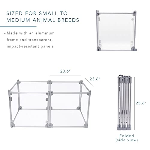 Front Row Foldable Dog Playpen Pen, Durable Indoor Outdoor Portable Crate Kennel Safe Accessories For Puppy, Cat, Bunny, Pet Play Exercise Rest With Transparent Panels & Silver Rods, Kitt-Dp000-01 #TOP2