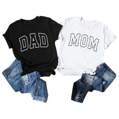 Dad Mom Shirt Matching Shirts for Couples Pregnancy Announcement Reveal T Shirts Mothers Fathers Day Couple Gifts