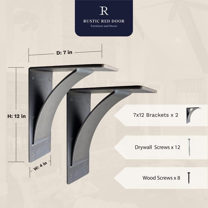 Miniatura 3 de RRD Soportes de repisa resistentes (paquete de 2)  Soporte de chimenea y encimera  Decoración rústica soldada a mano de granja (7 x 12 pulgadas de