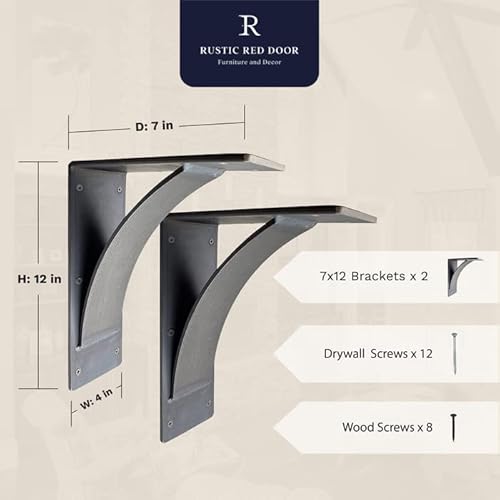 Rrd Steel Mantel Brackets Heavy Duty (2 Pack) - Fireplace Mantel Brackets - Countertop Support Bracket - Hand Welded Steel Brackets - Mantel Bracket Rustic Farmhouse Decor (7"X12" Natural Steel Color) #TOP2