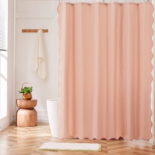 Ohocut Pink Scalloped Shower Curtain, Cute Modern Preppy