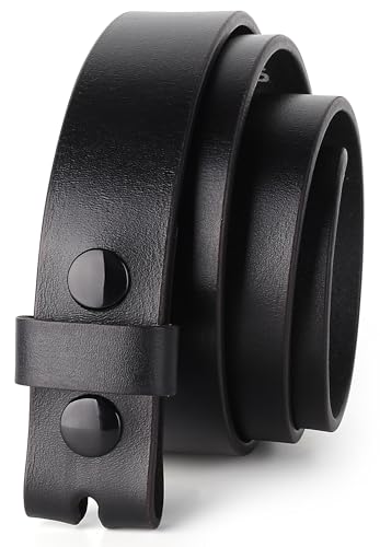 F&L CLASSIC Belt for Buckles 100% Full Grain One Piece Leather Belt, w/Snaps for Interchangeable Buckles,1.25