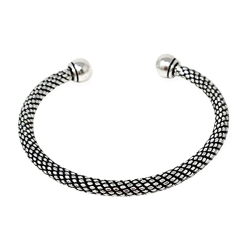 Mens Heavy 925 Sterling Silver Bangle Bracelet, Torque Silver Bangle Cuff for Men - Original Design Rope Torque Bangle