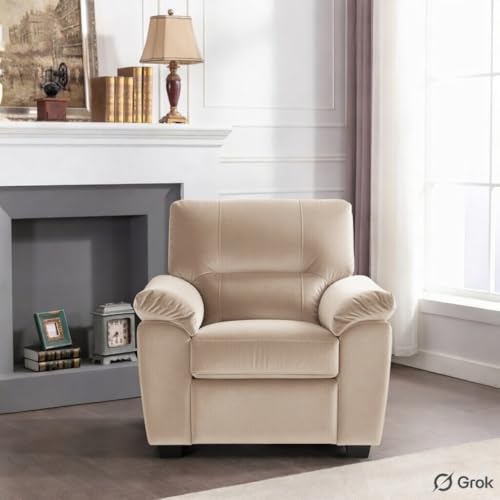 Image of Anderson Sofa Set for Living Room | Sectional Sofas | Premium Leather Sofa for Home Office | Leather Sofa Set | Leatherette Sofa (Beige Fabric, 1 Seater)