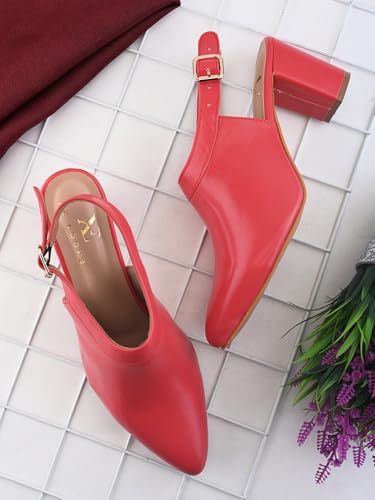 Image of XE Looks Slingback Heels | Pointed-Toe Design | Adjustable Strap |Stylish & Trendy Cushioned Footbed Heels For Girl & Women