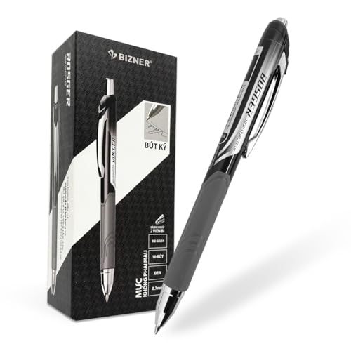 FLEXOFFICE High Grade Gel Pens, Black Ink, 0.7mm Fine Point, 10 Count Pack, Quick Smooth Writing, Gel Ink Pens, for School, Office Supplies (BIZ-GEL24-Black