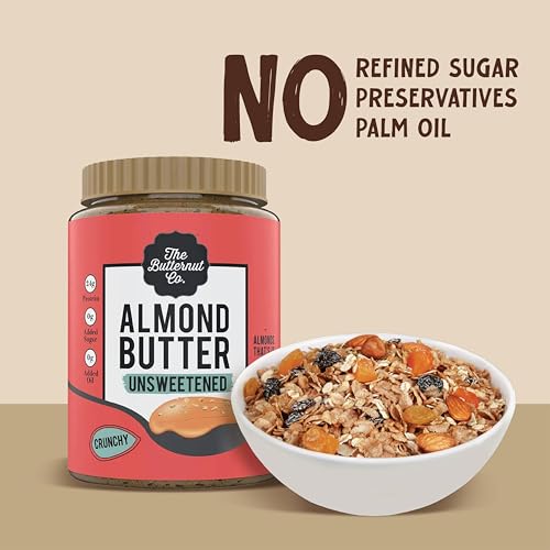 Image of The Butternut Co. Almond Butter Crunchy 1kg - Unsweetened, 100% Dry Roasted, Heart-Healthy Fats, Protein Source, High in Vitamin E - Gluten-Free, Vegan, Keto-Friendly