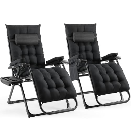 TLGREEN Sonnenliege 2er Set, Gartenliege, Liegestuhl klappbar, Tragfähigkeit 160KG, Abnehmbares Sitzkissen, Verstellbare Rückenlehne, Nackenkissen & Getränkehalter, Outdoor Sessel, Strandliege, 2 PCS