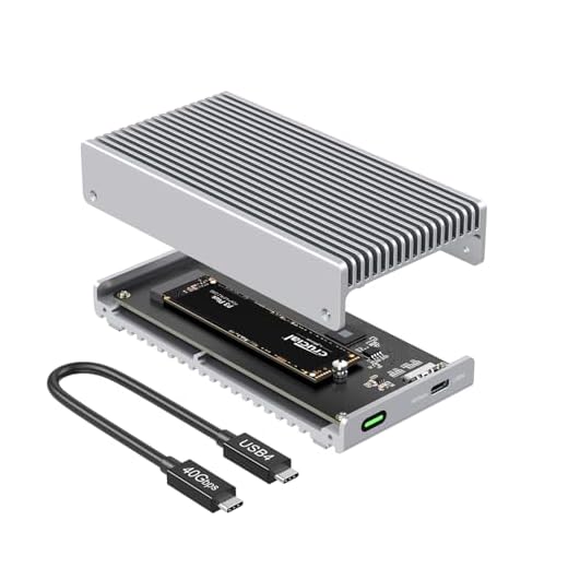 Qwiizlab Boîtier SSD externe Thunderbolt 40 Gbps sans ventilateur avec dissipateur thermique en aluminium, prenant en charge les SSD M.2 NVMe jusqu'à 8 To, argent