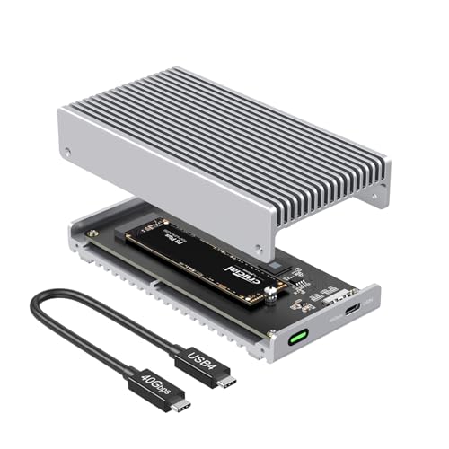 Carcasa SSD USB 4 40Gbps Qwiizlab ES40UR de aluminio plateado para PCIe M.2 NVMe hasta 8TB