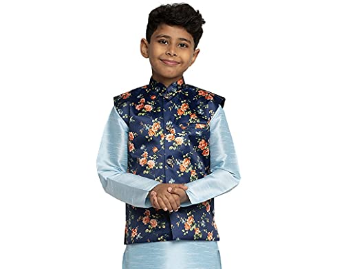 Image of KRAFT INDIA Boys Satin Printed Nehru Jacket Only