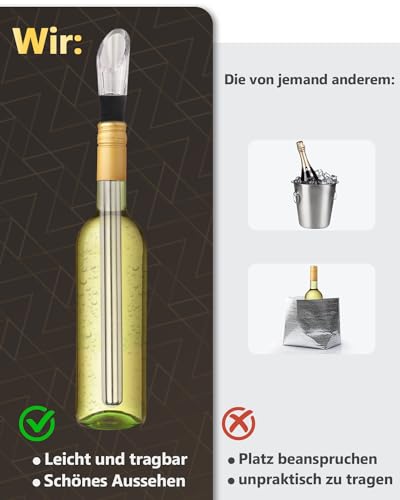 OAKSEA 8-in-1 wijnkoelstaaf, cadeau voor hem en haar, wijnkoeler, cadeaus voor mannen en vrouwen, ideaal Valentijnsdagcadeau voor wijnliefhebbers, flessenkoeler, wijnaccessoires, partnergeschenken - Afbeelding 3