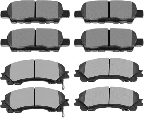 Image of SCITOO D1736 D1393 Ceramic Brake Pads Sets Front & Rear w /Hardware Replacement For INFINITI For Q50 14-22,For INFINITI For Q60 17-22,For INFINITI For QX50 16-17,For Nissan For Rogue 14-17 19