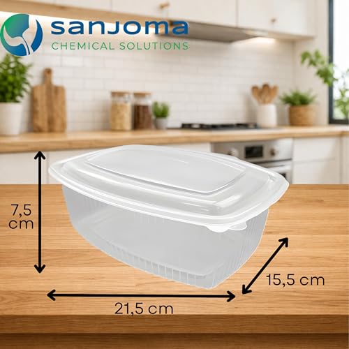 Miniatura 3 de Sanjoma Chemical Solutions Pack 50 Envases 250ml Reutilizables Con Tapa Bisagra Pack De 50-100 Plástico Transparente Pp Apto Microondas Y Reciclable Contenedor Ovalado Para Alimentos