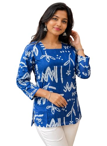 Image of Women's Cotton Printed Tunic Top | Square Neck Full Sleeve Casual Western Top | Trendy Longline Printed Top for Women | Stylish Party, Office