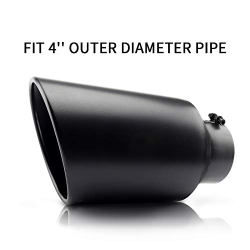 4 Inlet Exhaust Tip,MONOKING Universal Bolt On Black Exhaust Tips for Truck Car Tailpipes 4 Inlet 6 Outlet 12 Long