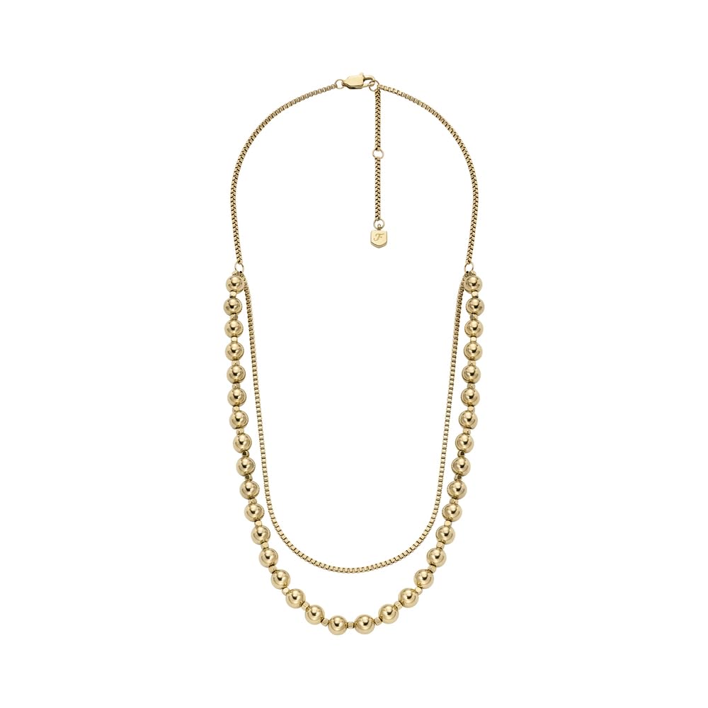 Fossil Women's All Stacked Up Double Strand Gold-Tone Stainless Steel Necklace