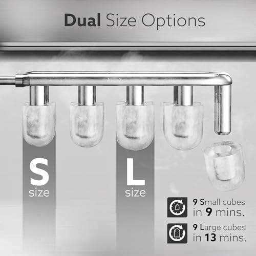 Image of AGARO Regency Ice Maker, Portable Ice Maker, 2.2L water Tank, 9 Pcs Ice Cube at a time, Stainless Steel Body, Small & Big Ice Cubes, Electric Ice Maker, Home & Kitchen