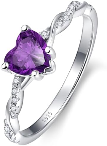 1.25ct Womens Heart Promise Ring, 925 Sterling Silver Heart Cut C...