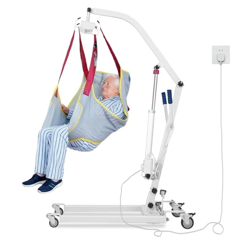 CareArise Electric Patient Lift 440lbs Capacity-Heavy Duty Medical Transfer Lift with Commode Sling,11.5FT Power Cord, Emergency Descent-Ideal for Bed, Toilet, Wheelchair Transfers - No Battery Needed
