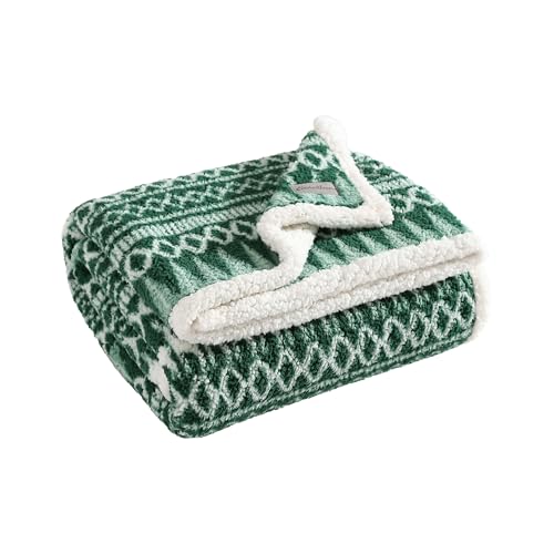 Image of Eddie Bauer - Throw Blanket, Ultra-Soft Plush Bedding with Faux Shearling Reverse, Blanket for Couch & Bed (Alpine Fair Isle Green, 50 inch x 60 inch)