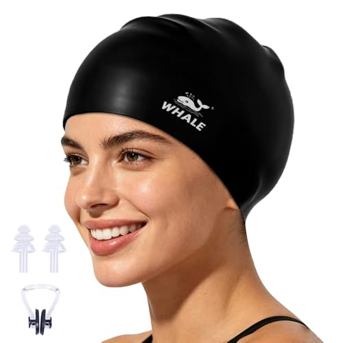 WHALE Extra Large Swim Cap for Women Men Non-Slip, High Elasticity Keeps Hair Dry Unisex Large Size...