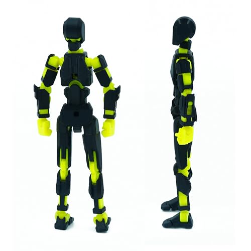 Image of Dummy 13 Action Figure Robot | Fully Articulated 3D Printed Robot Toy | 5.4-inch Collectible Figurine | Matte Finish| Unassembeled (Black-Yellow)