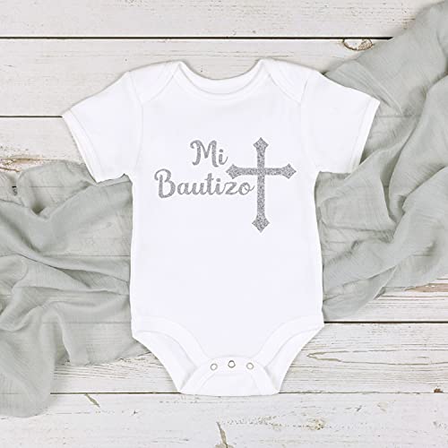 Mi Bautizo Silver Glitter in Spanish | Christening Bodysuit | Baptism Gift | Baby Baptism Jumpsuit2
