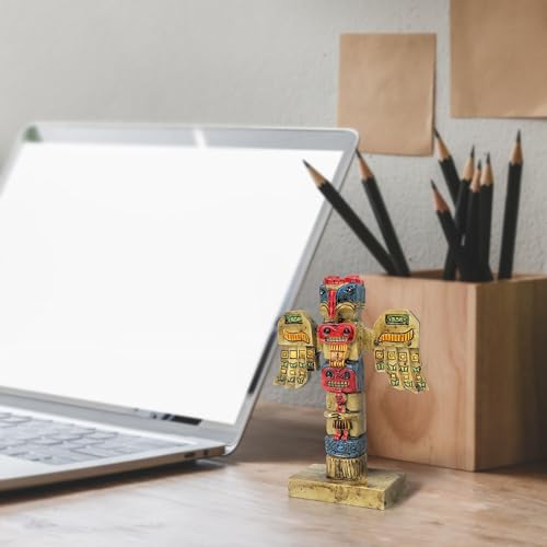 TRANSGOOD Totem indígena de resina estatuetas indianas mini 11,4 cm H totem do Alasca decoração esti