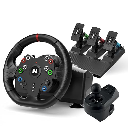 Image of Nitho V23 PRO Gaming Steering Wheel for PC, PS4, PS3, Xbox Series X /S, Xbox One, Switch | 270 Racing Wheel with Pedal Set and Manual Gear Shifter, Zero Dead Zone Drive Simulator for Driving Games