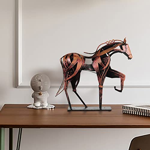 Sunblogs Art Metal Horse Statue Decor, Handmade Strong Modern Horse Sculpture Handicraft, Rustic Metal Statue Decorations Gift For Home Office Desk Figurine (Pearl Brown) #TOP4