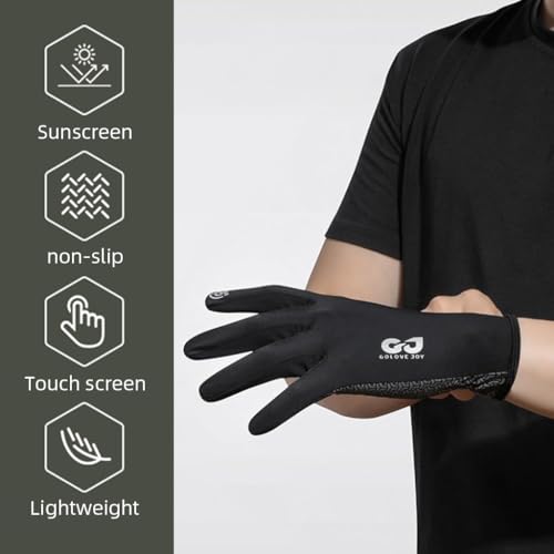 Proberos® Riding Gloves for Bikers Workout, UPF 50+ Sun Protection Touch & Non-Slip Design, Screen Sun Gloves Driving Riding Hiking, UV Protection Outdoor Full Finger for Fishing All Sport, Black, L