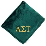 Go Greek Chic Alpha Sigma Tau Sorority Letters Embroidered Plush Throw Blanket - Forest/Gold