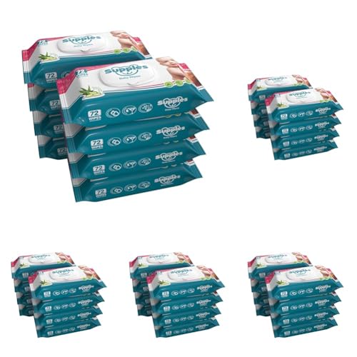 Image of Amazon Brand - Supples Baby Wet Wipes with Lid | 576 Wipes | 72 Wipes x 40 Packs | Enriched With Aloe Vera and Vitamin E | Alcohol-Free and Paraben-Free | Pure Water-Based formulation