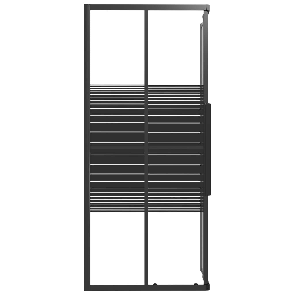 Box doccia con strisce ESG, 90 x 70 x 180 cm, nero, per bagno, parete doccia con profilo, paraspruzzi, porta doccia, angolo salvaspazio, robusto telaio in alluminio