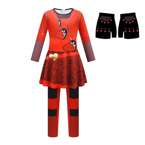 ENQANGE Girls Halloween Rise Red Princess Jumpsuits Kids Bodysuits Jumpsuit Outfits