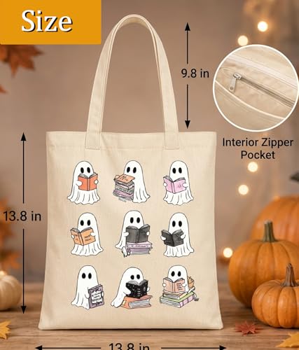 Image of Book Lovers Gifts Tote Bag for Bookish Readers, Aesthetic Book Tote Bag for Librarian, Medium Size with Inner Pocket