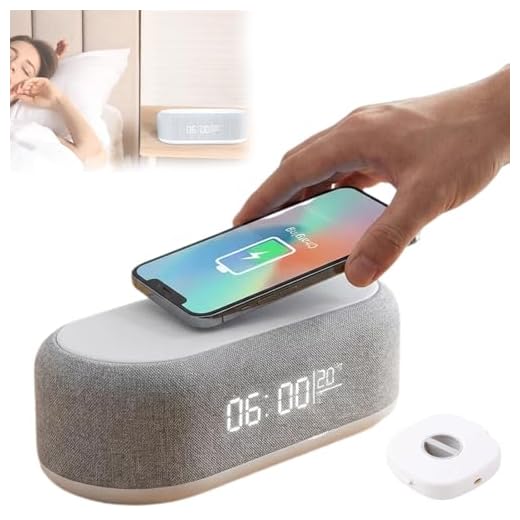 6-In-1 Kabellose Ladestation 25w – Uhr, Wecker, Bluetooth-Lautsprecher & Nachtlicht, Wecker Mit Ladestation, Intelligenter Schutz, Einstellbares Nachtlicht, All-In-One Für Den Nachttisch! (weiß)