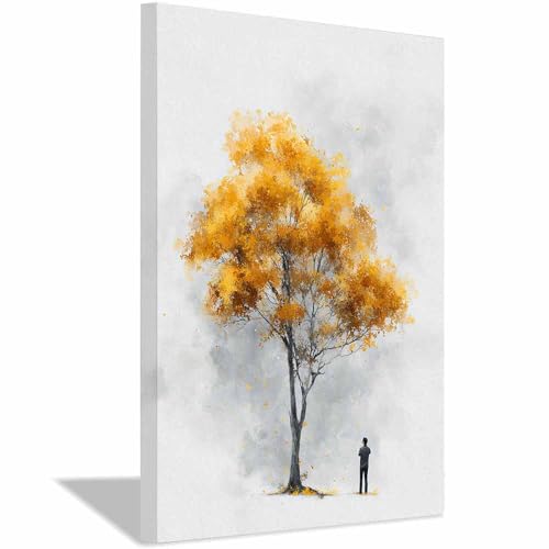 Tableau decoration murale XENIOU pour habiller un mur vide avec un arbre jaune